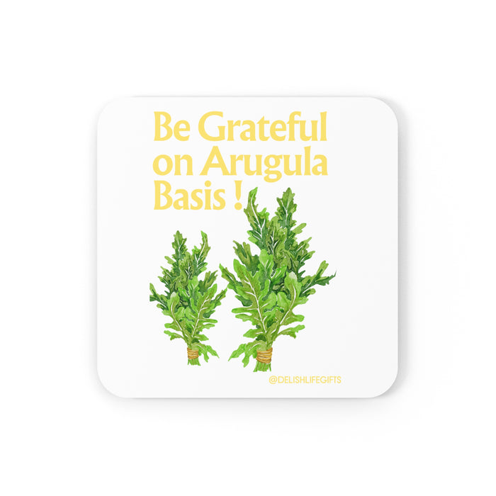 Be grateful on Arugula Basis -- Corkwood Coaster Set
