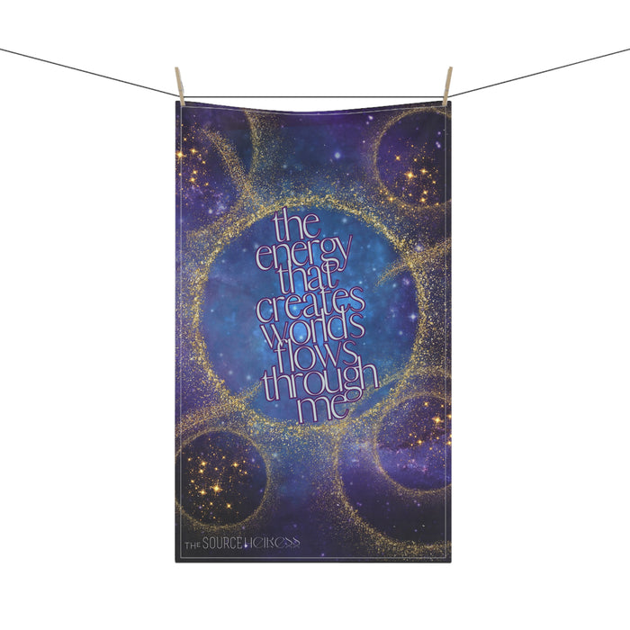 The Energy That Creates Worlds Flows through Me -- Dish Towel
